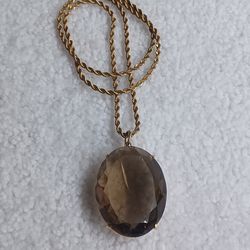 https://offerup.com/redirect/?o=VnRnLkdvbGQ= Plated Large TOPAZ STONE PENDANT NECKLACE- 18IN 
