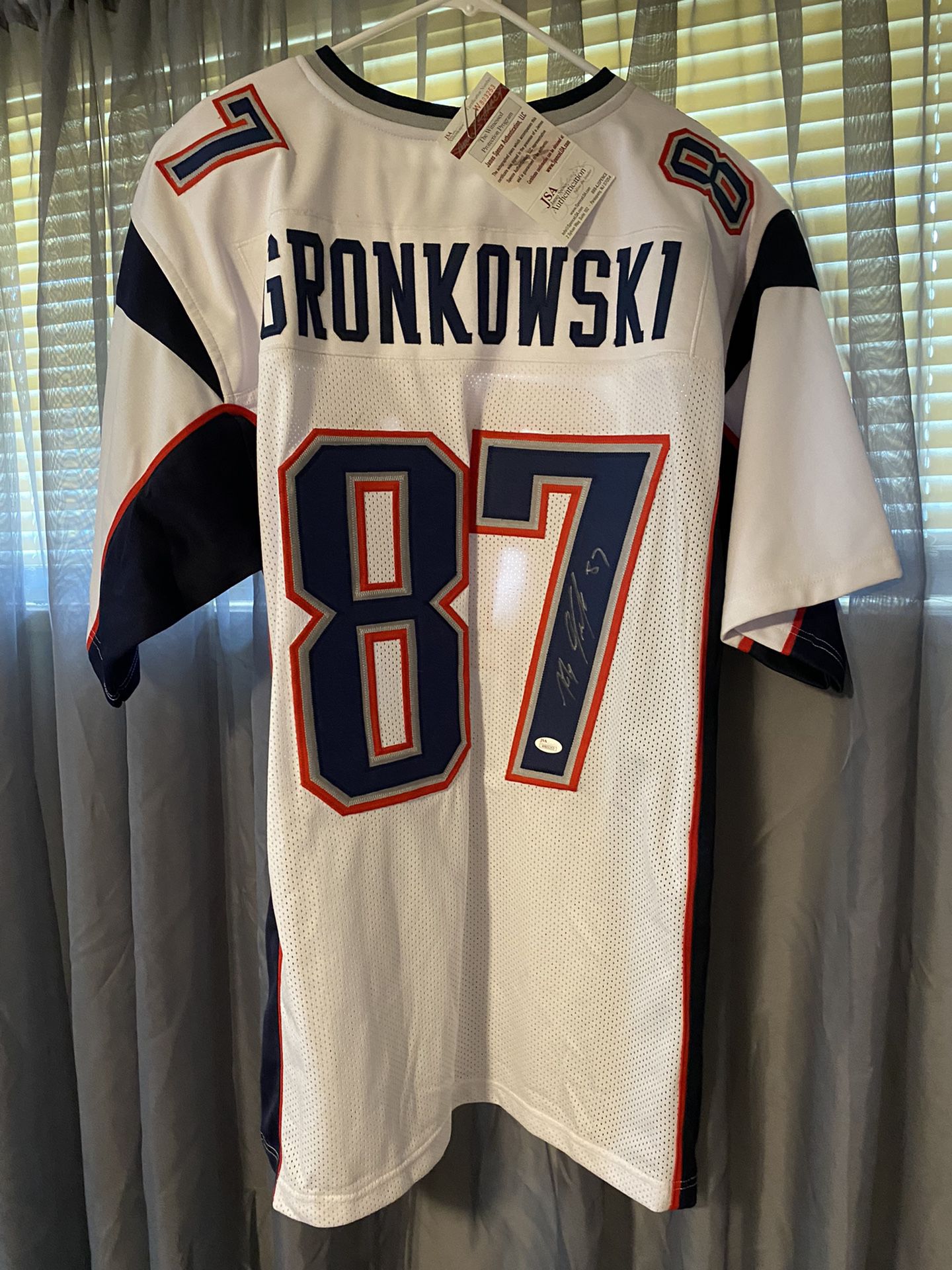 Rob Gronkowski Autographed New England Patriots Football Jersey Comes With COA 