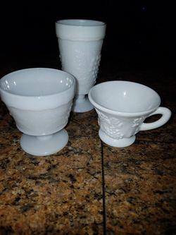 Three different sets milk glass