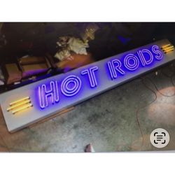 Hot rod sign it was displayed on a hot rod  builders shop for 40 years   It was rewired with a plug