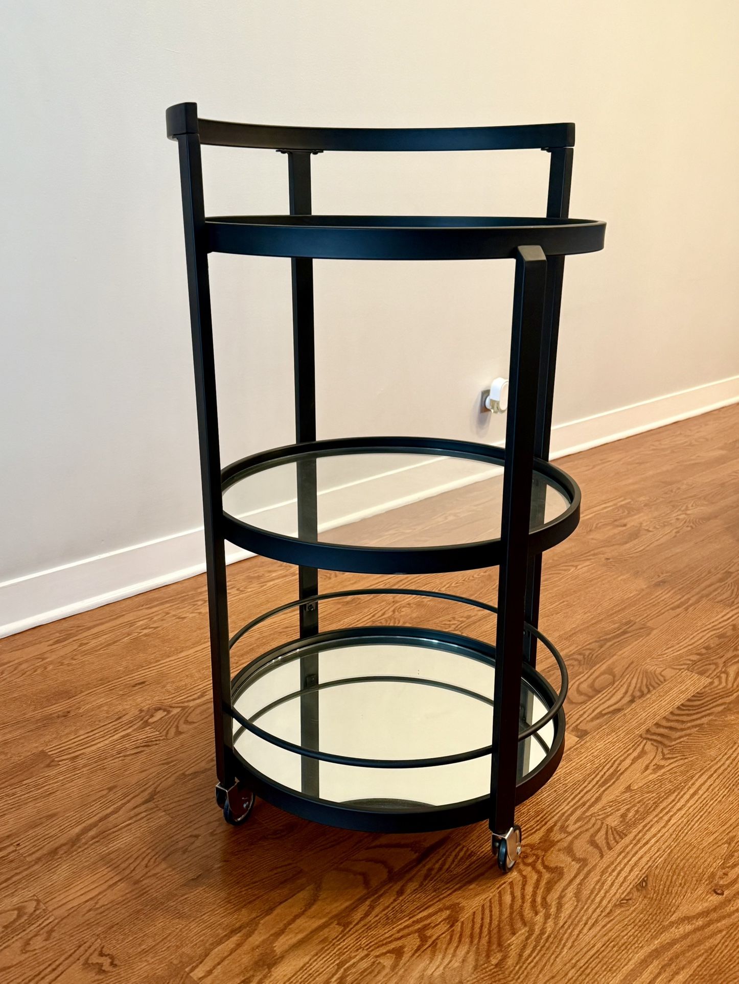Black Metal Round Bar Cart