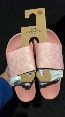Pink COACH Useless Sport Slide In Signature Canvas