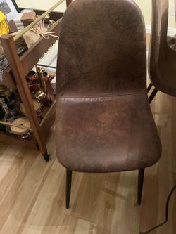 Distressed Leather Dining Chairs | Brown | Set Of 4