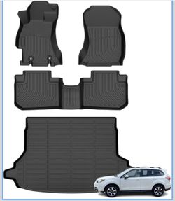 Floor Mats & Cargo Liner for Subaru Forester 2014-2018 All Weather Automotive TPE Floor Liners Set Anti-Slip Waterproof Accessories (Car Mats+Trunk Ma