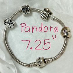 7.25" Pandora Bracelet with 4 charms