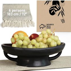 Decorative Bowl with Table Runner, Set Ceramic Decorative Bowls for Home Decor 11.8x11.8x4, Polyester Table Runners 13x72, Table Settings for Dining T