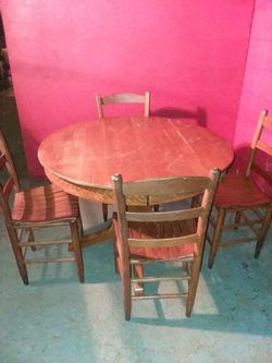 Antique ladder back table and 4 chairs