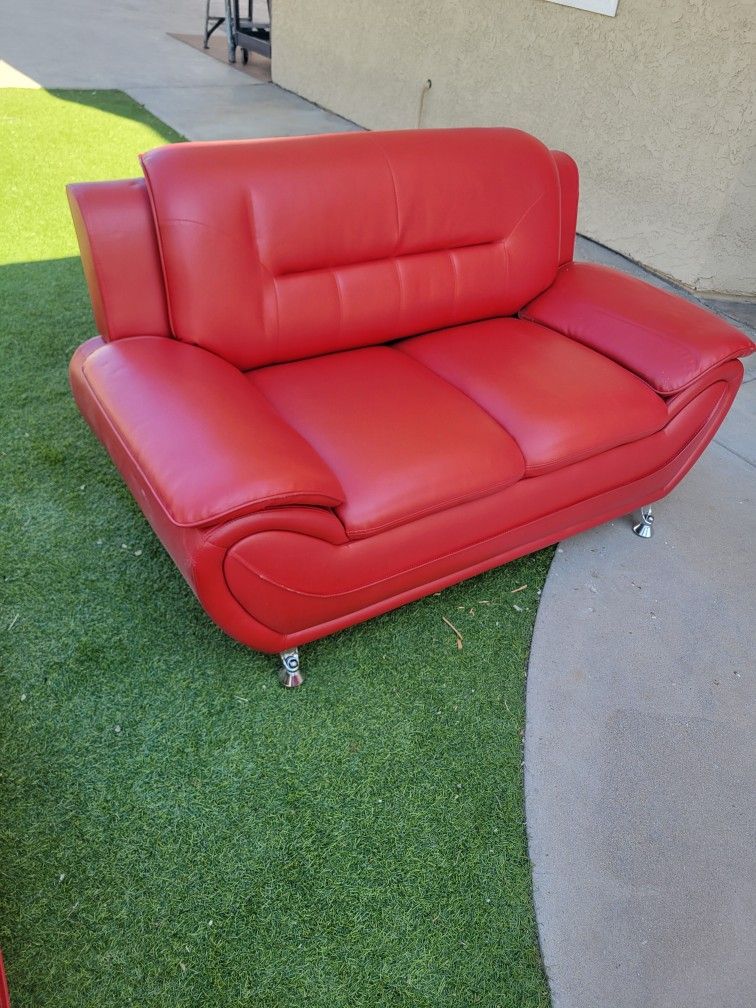Red Love Seat And TV Cabinet