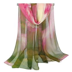 Oversized Chiffon Floral Scarf Sheer Wrap 