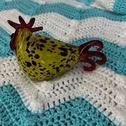Vintage Hand Blown Art Glass Murano Style Rooster/Very Heavy