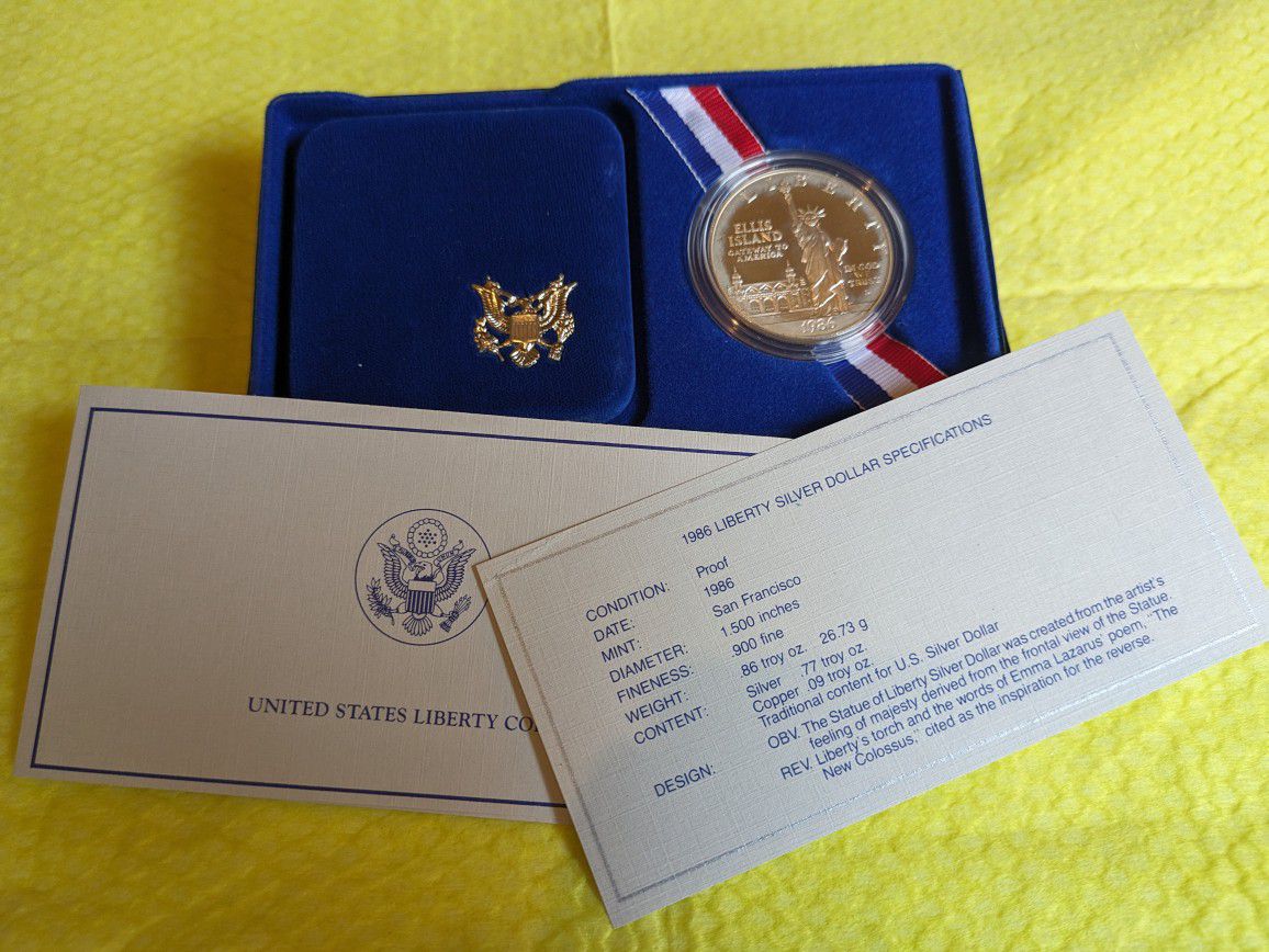 1986 Ellis Island US Mint Proof Silver Dollar
