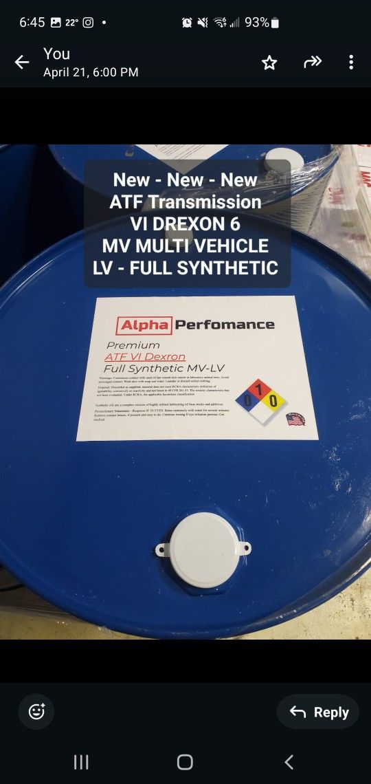 Special Price ATF Transmission VI Drexon MV LV Full Synthetic Drums 55galon High Quality