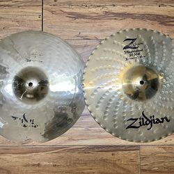 Repaired Zildjian 14” Z Custom Mastersound Hi Hat Cymbals