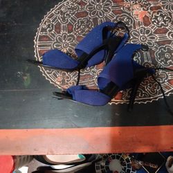 Navy Blue High Heel Shoes 