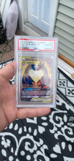 2019 Sun & Moon Latias & Latios GX Full Art #170. Card PSA grade is Gem Mint 10