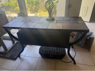 Stone tile metal table with drawer