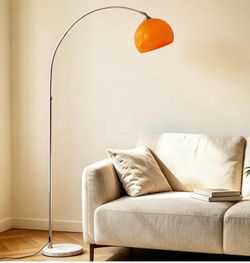 Arc Floor Lamp, Mid Century Orange Arch Standing Lamps Sunset Retro Arched Floor Lamp Curved for Bedroom Living Room