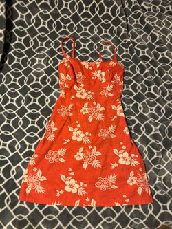 Orange-Red Hawaiian mini dress