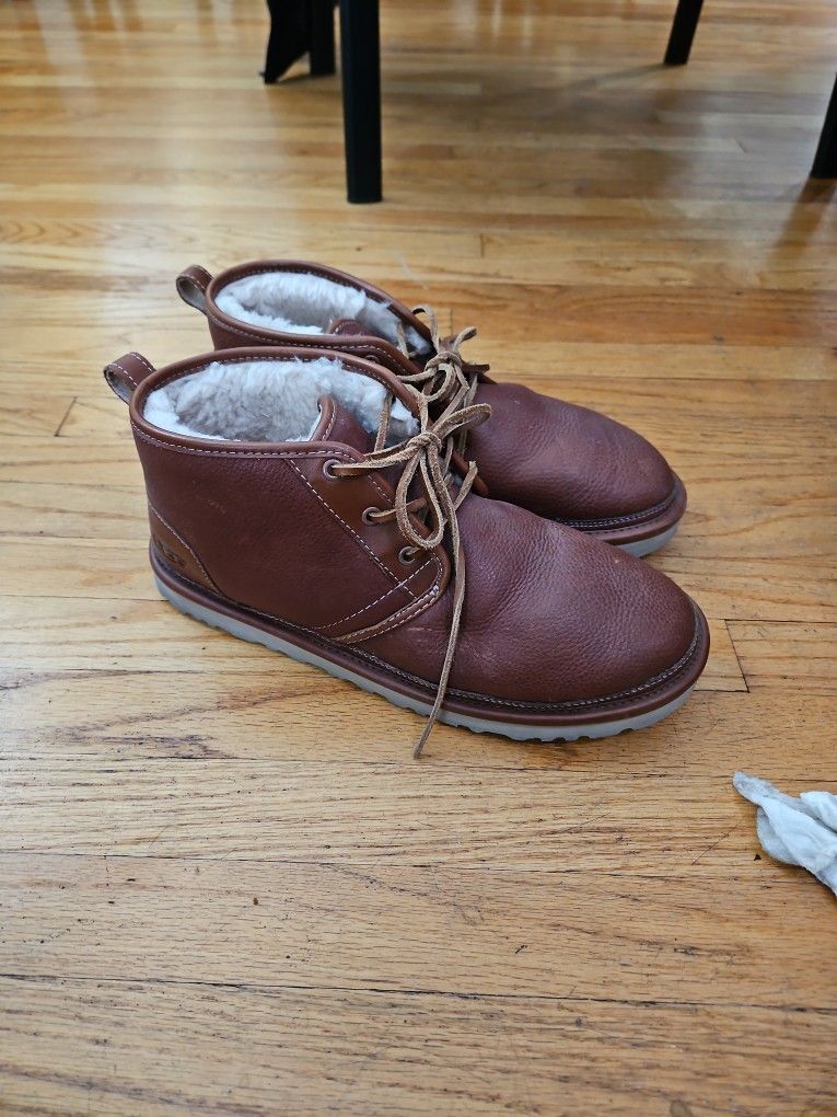 Brown Ugg Lined Leather Mens Boots