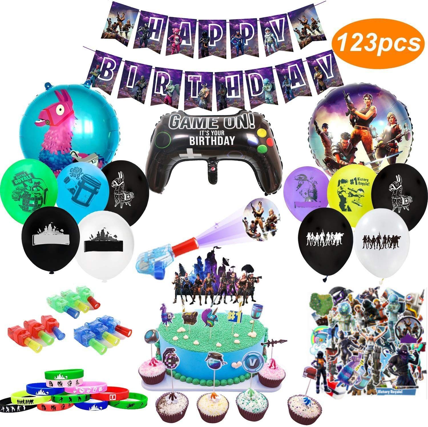 Birthday Party Supplies for Game Fans, 123pcs Gaming Theme Party Decorations