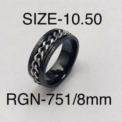 Stainless Steel Silver Color Chain Spinner Ring Band: Size-10.50/RGN-751