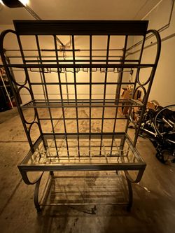 Silver Mini Bar with Glass Table Top