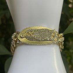 Cuban Link Bracelet Virgin Of Guadalupe Gold Plated Hip Hop /Oro láminado