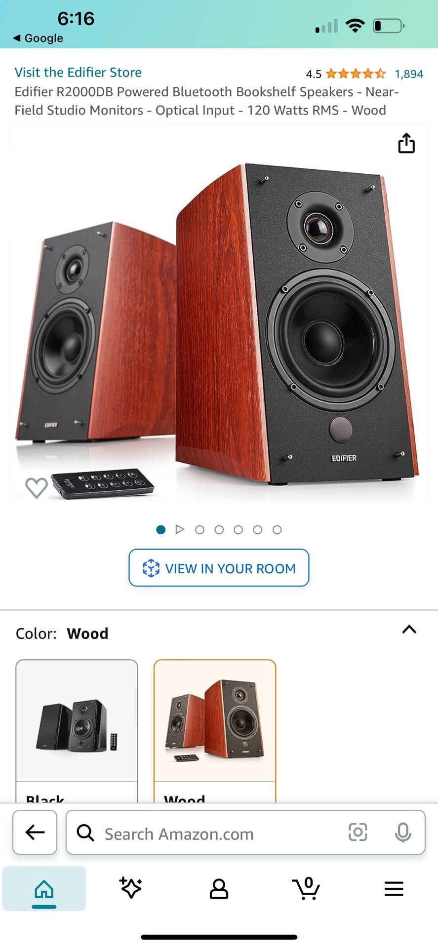 Edifier R2000DB Powered Bluetooth Bookshelf Speakers - Near-Field Studio Monitors - Optical Input - 120 Watts RMS - Wood