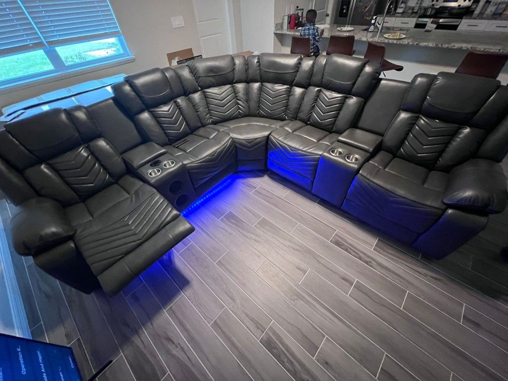 Seccional Reclinable Led Electrico 