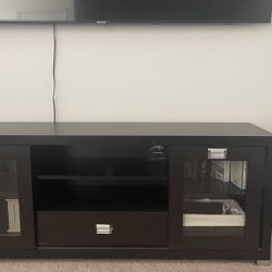 TV Stand with Glass Doors 