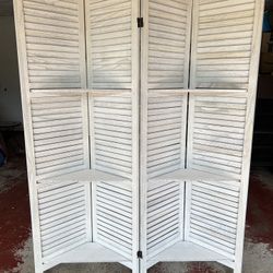 4-Panel Wood Room Divider with Shelves - 67" Tall - Never used