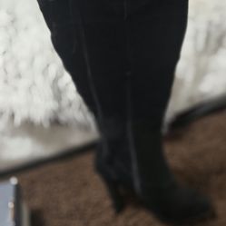 Over the knee suede boots