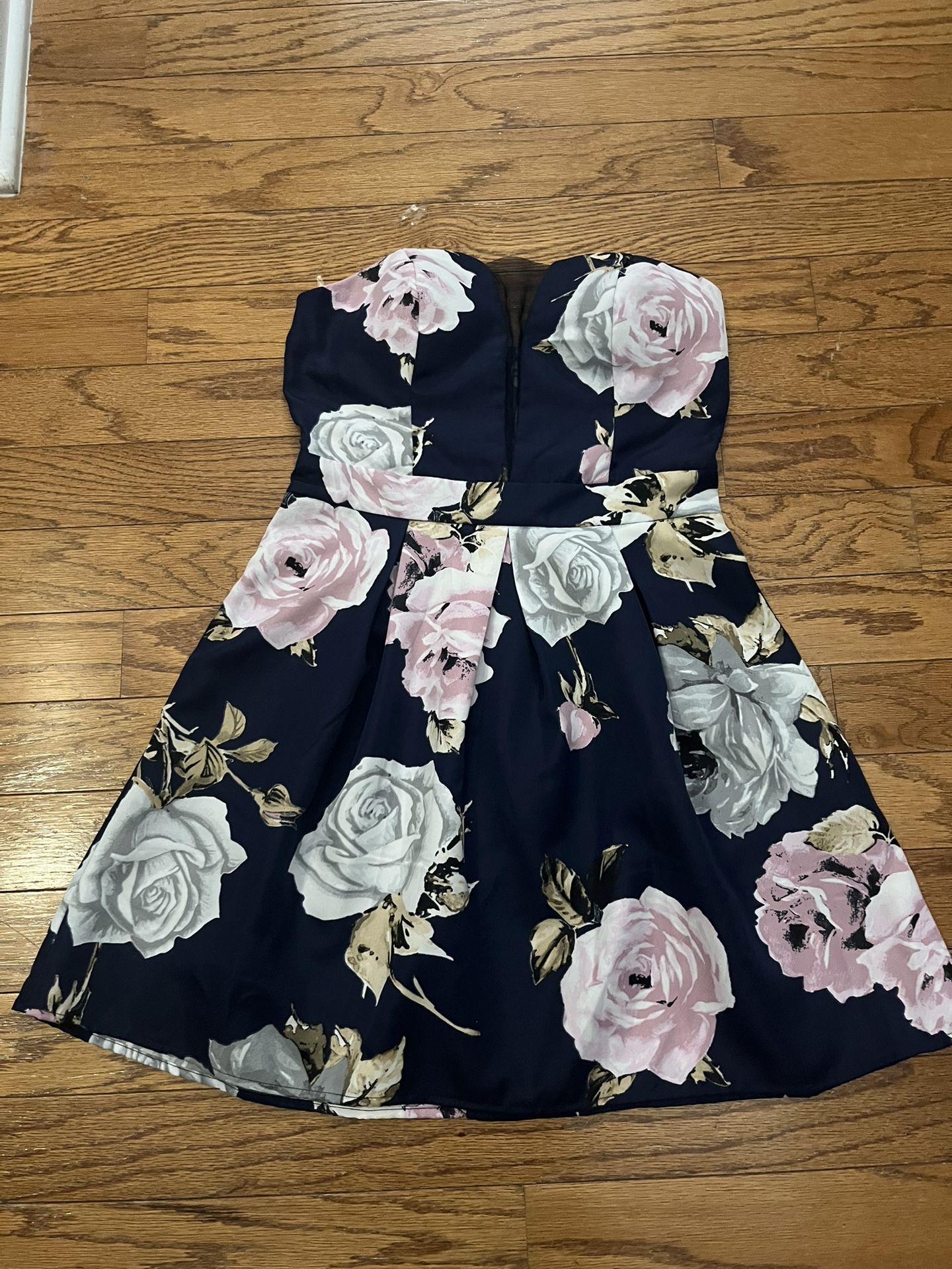 Strapless Floral Dress