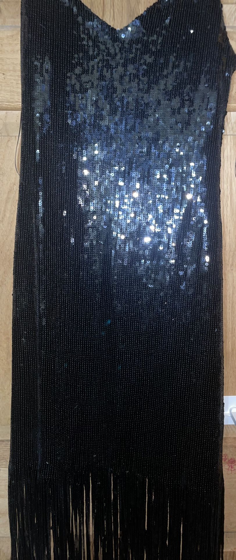 Black Sparkly Fringe Dress
