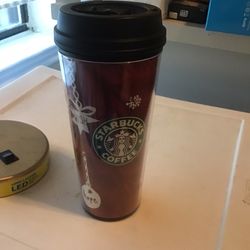 2009 Starbucks Travel Cup Christmas Type Theme 