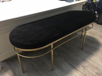 BOHO Style Oval Dusty Black Velvet Bench