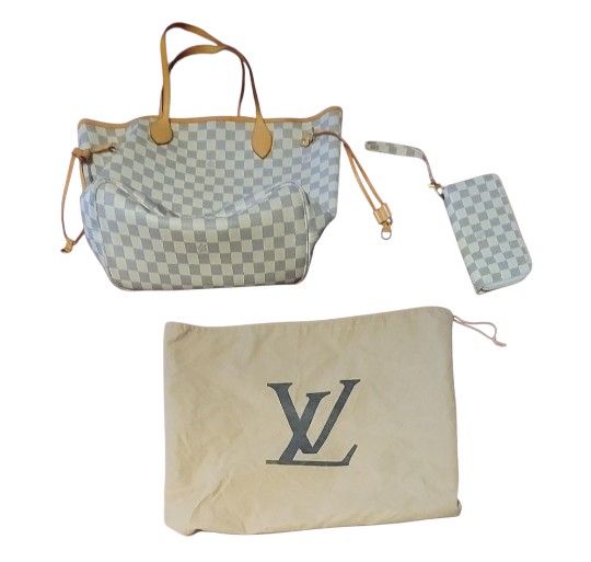WOMENS LOUIS VUITTON NEVERFULL AZUR BAG 3 PIECE SET