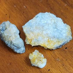 Natural Cluster Citrine & Clear Quartz Specimen Crystal 3pcs