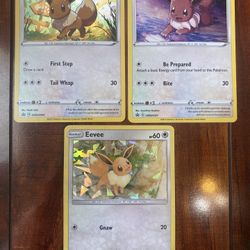 Pokemon Eevee SWSH Black Star Promo Cosmos & Regular Holo Lot of 3 Damaged