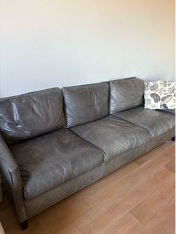Free Gray Sofa - 3 sit Leather Sofa for Pick up!