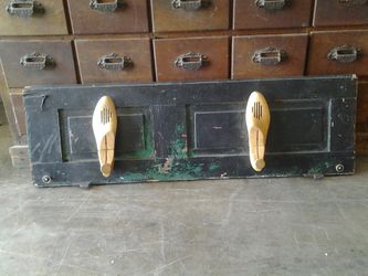 Rustic Farmhouse Industrial Coat Rack Antique Wood Shutter Hanger