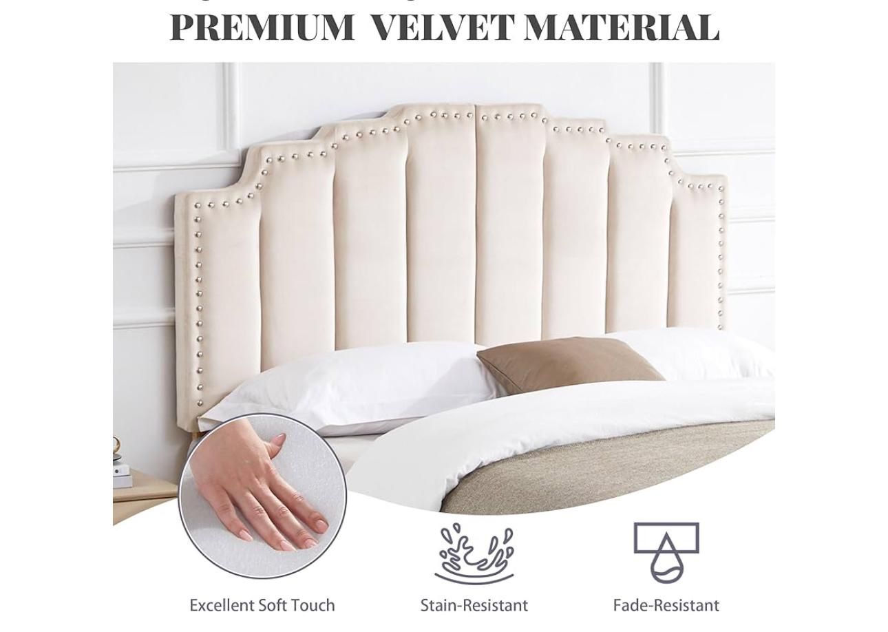 Headboard for Queen Size Bed,Velvet Upholstered Tufted Bed Headboard