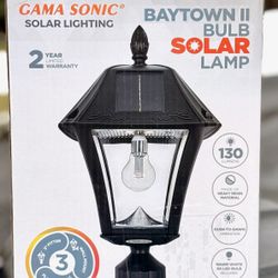 GAMA SONIC Baytown II Solar Bulb Lamp Black Outdoor LED Landscape Light