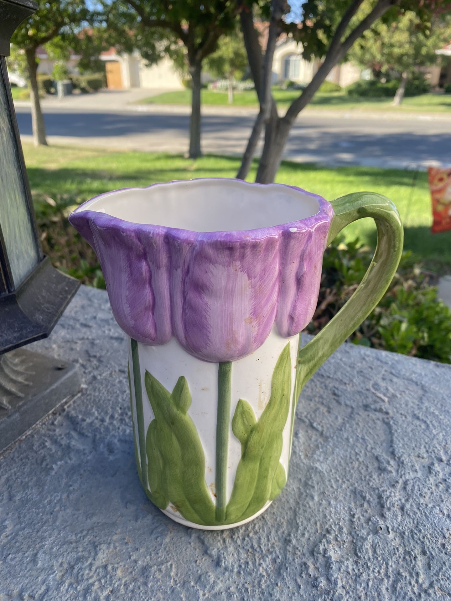 Purple Flower Spoon Utensil Holder Pitcher
