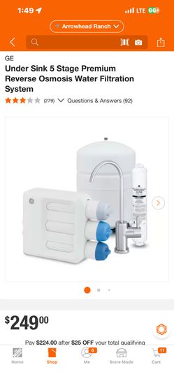 GE Under Sink 5 Stage Premium Reverse Osmosis Water Filtration System