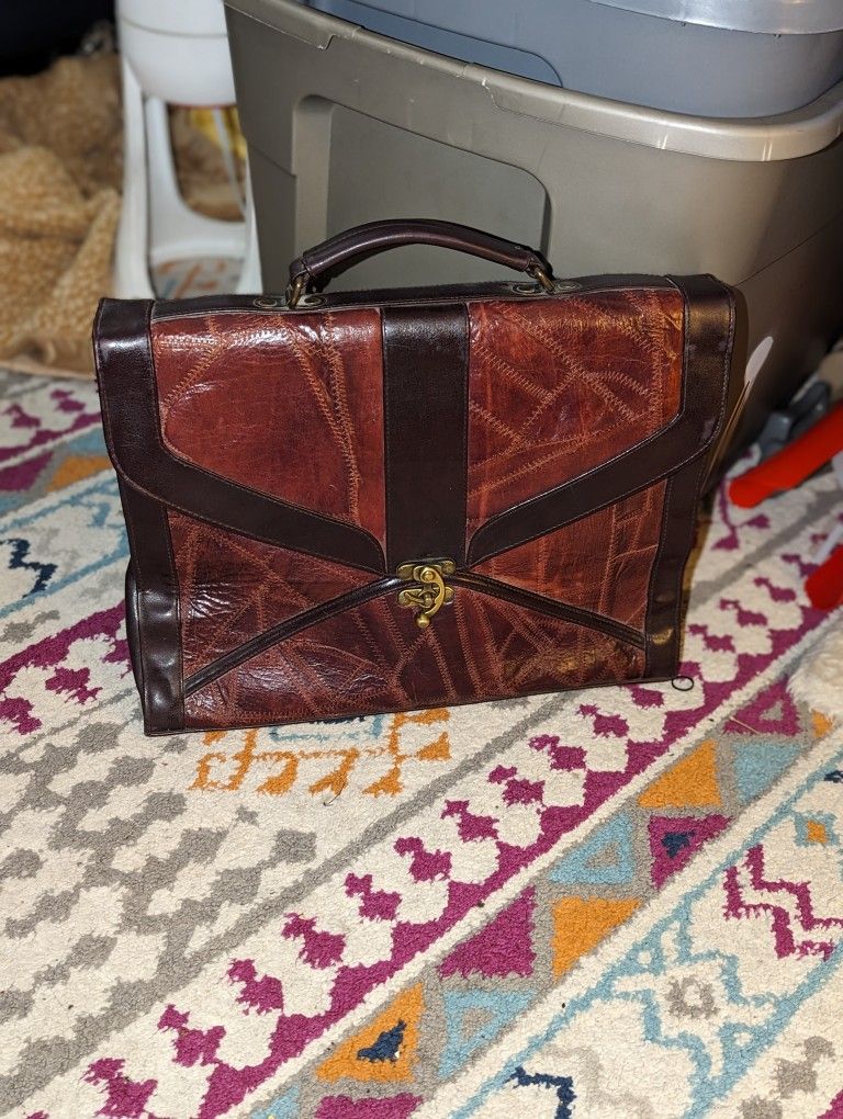 M.C. Leather Burgundy Laptop Briefcase With Optional Strap