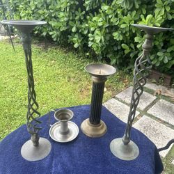 Vintage Metal Candle Holders Set (4 pcs) – Rustic & Classic Style