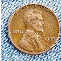 RARE 1944 Wheat Penny Error No Mint Mark “L” in Liberty Rim Error Cent Coin