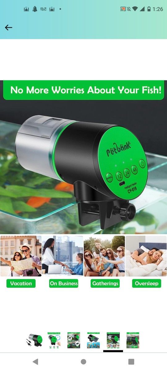 Petbank Automatic Fish feeder For Aquarium.
