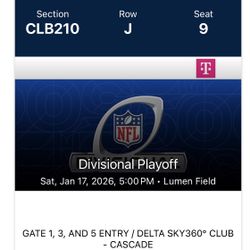 Two Club Seats For Seahawks/49ers Divisional Playoff Game
